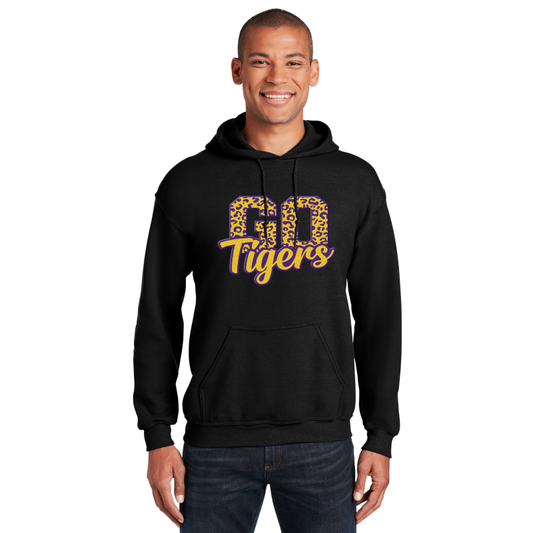 " Go Tigers Pattern " Embroidery Hooded Sweatshirt