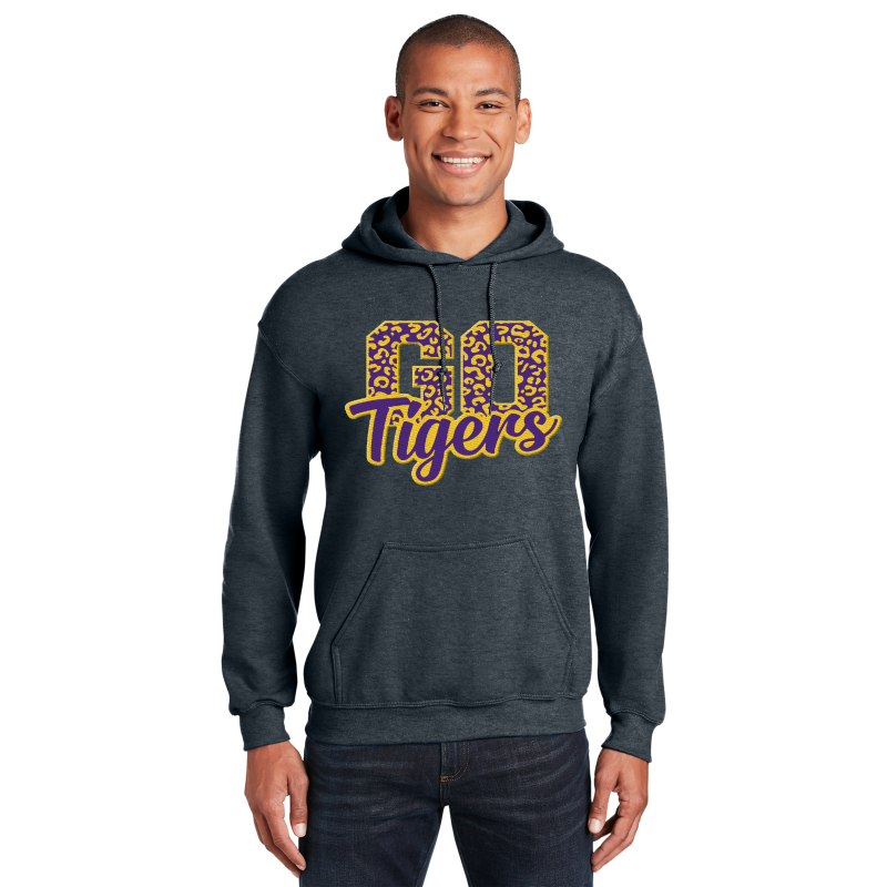 " Go Tigers Pattern " Embroidery Hooded Sweatshirt