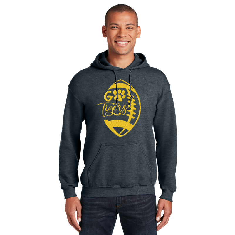 " GO TIGERS FOOTBALL " Embroidery Hooded Sweatshirt