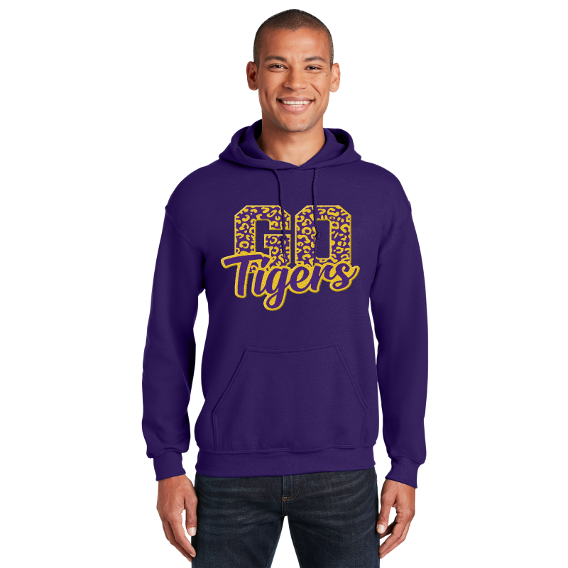 " Go Tigers Pattern " Embroidery Hooded Sweatshirt