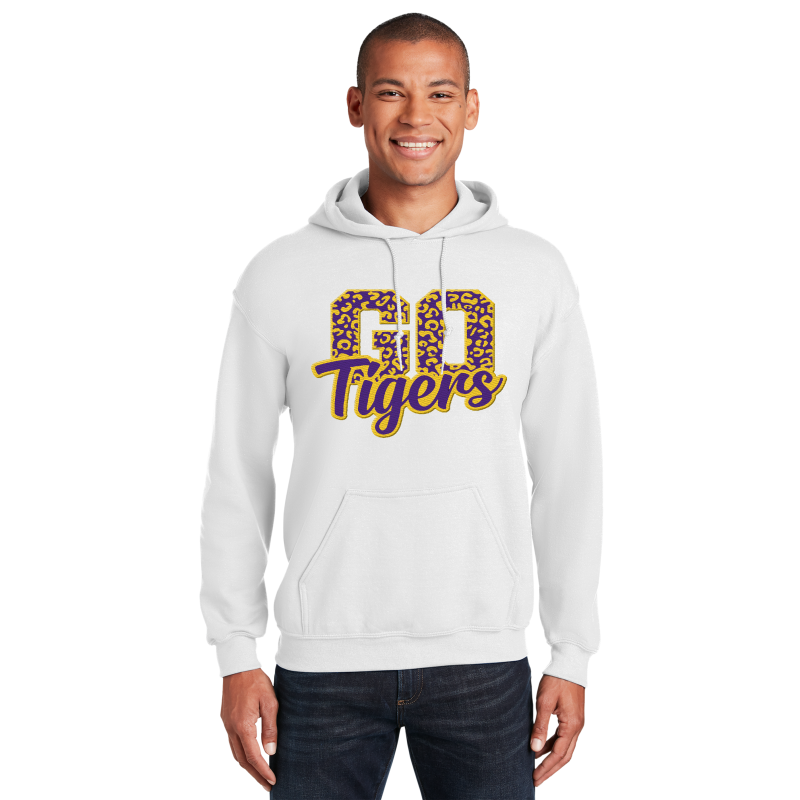 " Go Tigers Pattern " Embroidery Hooded Sweatshirt